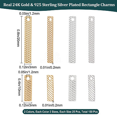 100Pcs 4 Style Brass Pendants KK-BBC0005-59-1