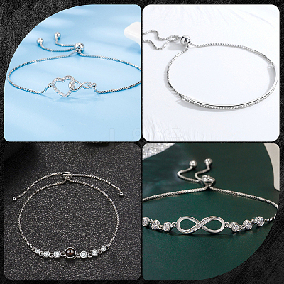2Pcs 925 Sterling Silver Chain Bracelet Making STER-BBC0006-54-1
