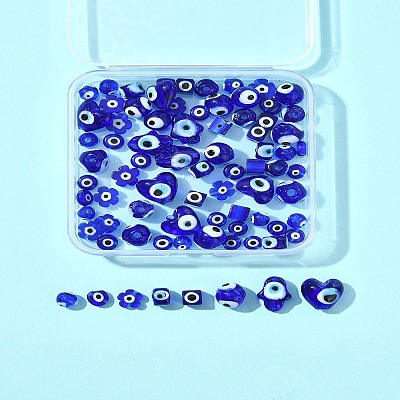 80Pcs 8 Styles Handmade Lampwork Evil Eye Beads LAMP-FS0001-38B-1