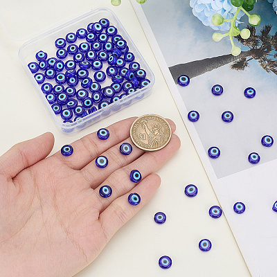 100Pcs Handmade Evil Eye Lampwork Beads LAMP-SP0001-03A-1