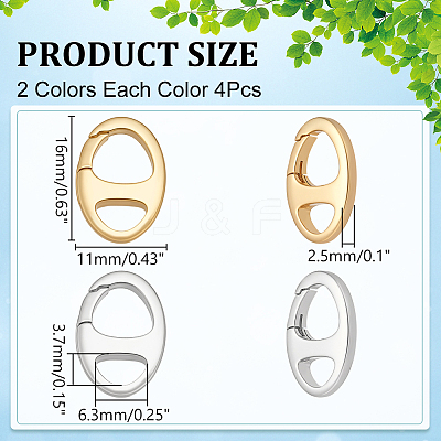 8Pcs 2 Colors Brass Spring Gate Rings FIND-WR0012-25-1