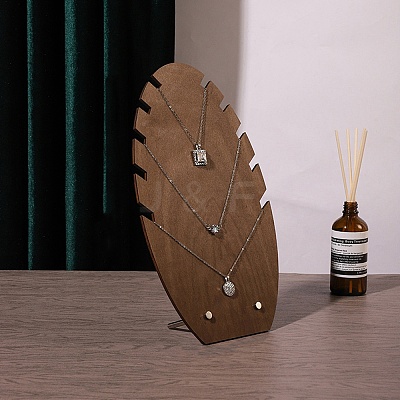 Leaf Shape MDF & Iron Pendant Necklace Jewely Display Stands NDIS-G008-02A-01-1