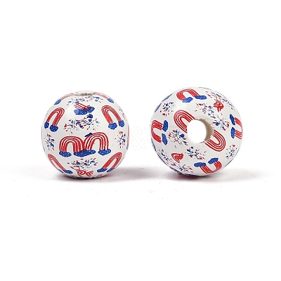 Independence Day Theme Wood European Beads WOOD-Z005-01B-01-1