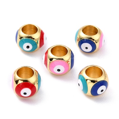 Real 18K Gold Plated Brass European Beads KK-A155-28G-1