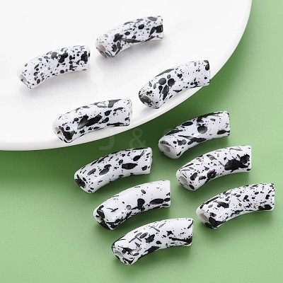 Opaque Spray Painted Acrylic Beads MACR-S372-001F-B04-1
