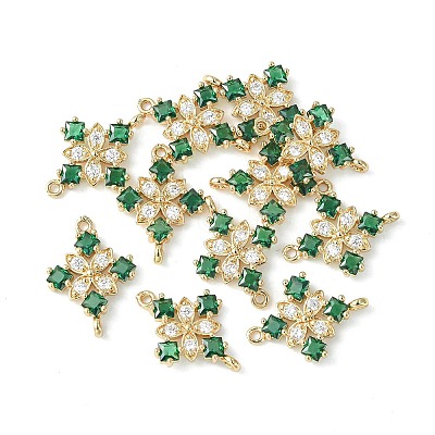 Brass Pave Cubic Zirconia Connector Charms KK-G462-45KCG-01-1