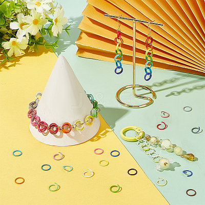 200Pcs 20 Colors Baking Paint Iron Open Jump Rings IFIN-PH0002-10-1
