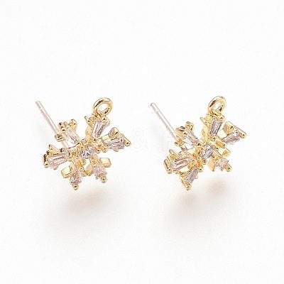 Brass Cubic Zirconia Ear Stud Findings X-KK-S336-30G-1
