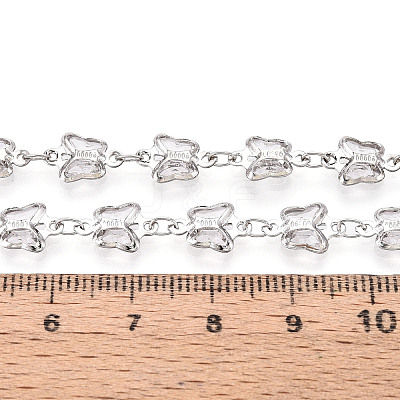 Brass Glass Butterfly Charm Link Chains CHC-T018-11B-P-1