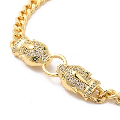 Cubic Zirconia Double Kylin Link Bracelet wth Brass Curb Chains for Men Women KK-H434-08G-1