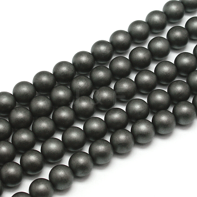 Frosted Non-magnetic Synthetic Hematite Round Bead Strands G-J344-12mm-1