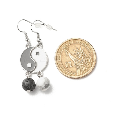 3 Pairs 3 Style Alloy Enamel Yin Yang Matching Asymmetrical Earrings EJEW-JE04894-1