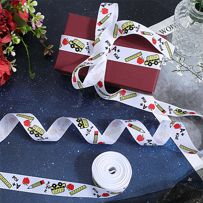 School Season Theme Polyester Printed Grosgrain Ribbon OCOR-WH20006-20C-1