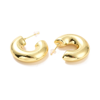 Brass C-shape Stud Earrings EJEW-A072-17LG-1