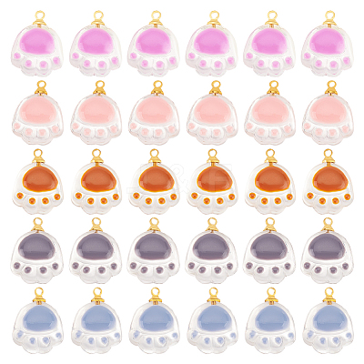 30pcs 5 colors Transparent Glass Pendants FIND-OC0002-42-1