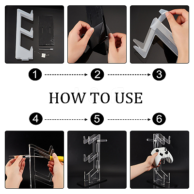 3-Tier Transparent Acrylic Game Controller Display Stand Holders ODIS-WH0002-09-1