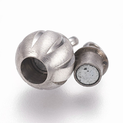 304 Stainless Steel Magnetic Clasps with Loops STAS-O101-57MP-1