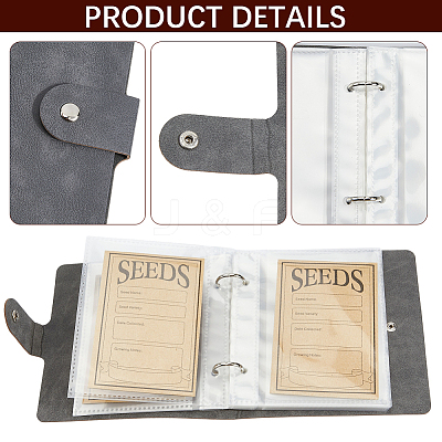 PU Leather Cover Loose Leaf Binder Photo Albums with Self-Adhesive Kraft Paper Seed Saving Envelopes AJEW-CY0001-84-1