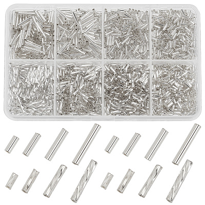 2000Pcs 8 Styles Glass Bugle Beads SEED-AR0001-26B-1
