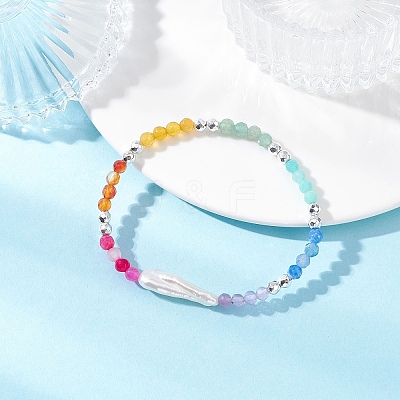 Natural Baroque Pearl Keshi Pearl Beaded Bracelets BJEW-JB12555-1