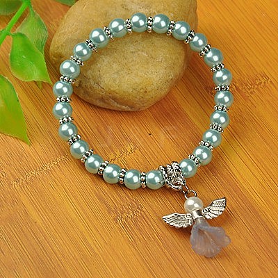 Lovely Wedding Dress Angel Bracelets for Kids BJEW-JB00727-02-1