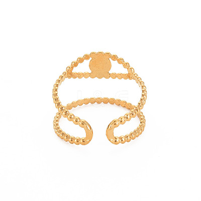 Ion Plating(IP) 304 Stainless Steel Open Pad Ring Cabochon Settings X-STAS-S119-157G-1