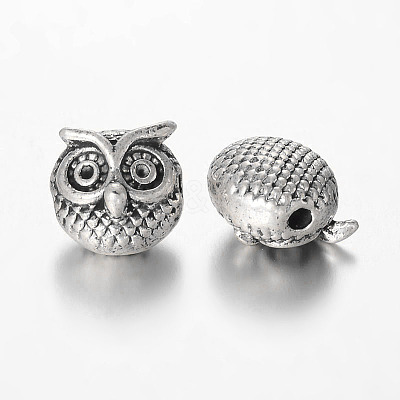 Owl Alloy Beads PALLOY-L161-04AS-1