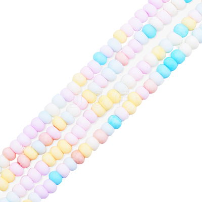Opaque Spray Painted Glass Bead Strands GLAA-N047-07-08-1