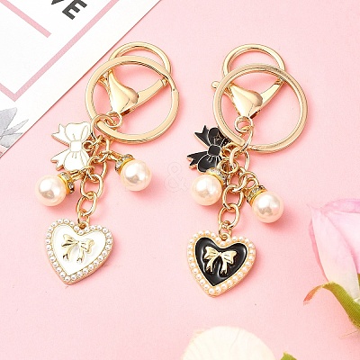 Heart & Bowknot Alloy Enamel Pendant Keychain KEYC-YW00133-01-1