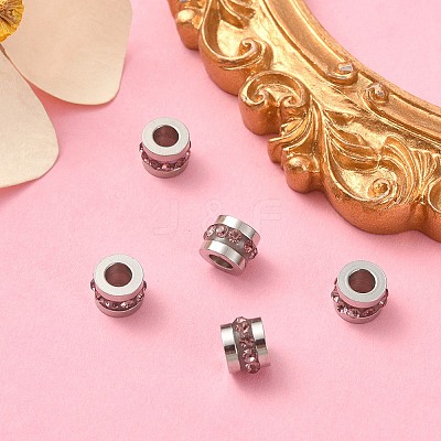 201 Stainless Steel Polymer Clay Rhinestone Inlaid Beads RB-YW0001-11H-1