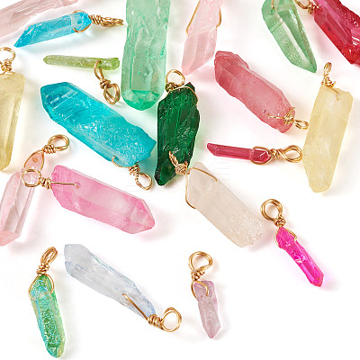 20Pcs Natural Dyed Quartz Pendants PALLOY-TAC0245-1