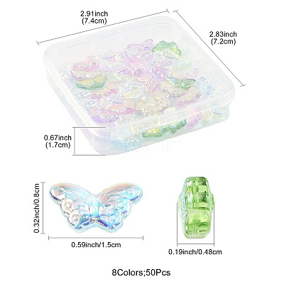 50Pcs 8 Colors Transparency Electroplate Glass Beads Set GLAA-FS0002-39-1