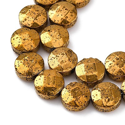 Electroplated Natural Lava Rock Beads Strands G-A256-F01-01E-1