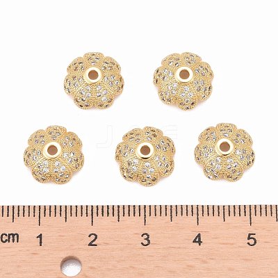 Eco-Friendly Multi-Petal Flower Brass Micro Pave Cubic Zirconia Bead Caps ZIRC-M098-02G-FF-1