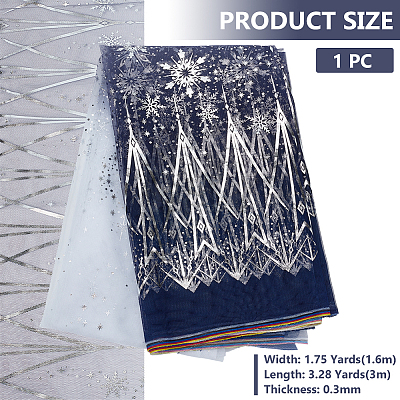 Polyester Snowflake Pattern Gauze Stained Silver Fabric AJEW-WH0314-911B-1