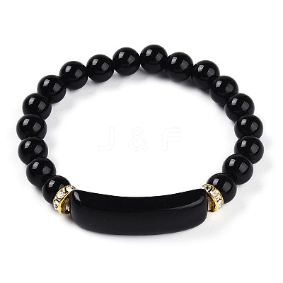 Natural Obsidian Beads Stretch Bracelets BJEW-T022-04A-1