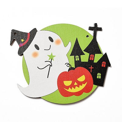 Single Face Printed Wood Big Pendants WOOD-I010-09E-1