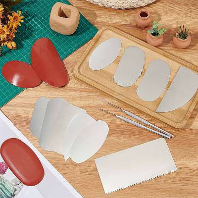 Stainless Steel Pottery Clay Carving Curved Clapper Tool DIY-FG0005-51-1