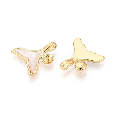 Brass with Shell Enamel Cup Pearl Peg Bails Pin Pendants KK-T079-12G-1