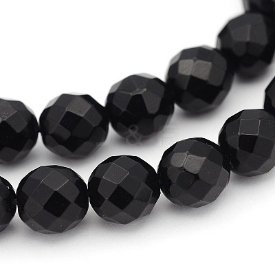 Natural Black Onyx Beads Strands GSF8mmC097-1