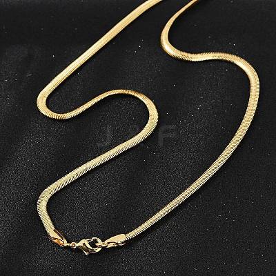 4mm Brass Flat Snake Chain Necklaces KK-F891-21G-1
