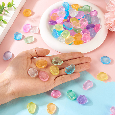 100Pcs Luminous Transparent Resin Cabochons RESI-TAC0011-79-1