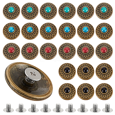 24Pcs 4 Colors Alloy Buttons AJEW-GA0006-89-1