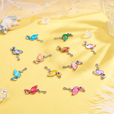 48Pcs 12 Colors Alloy Enamel Connector Charms ENAM-PH0002-23-1