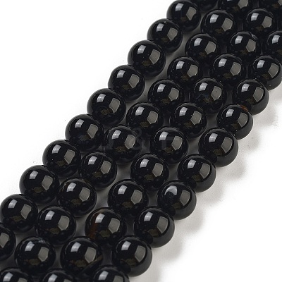 Natural Black Onyx Round Bead Strands G-R198-10mm-1