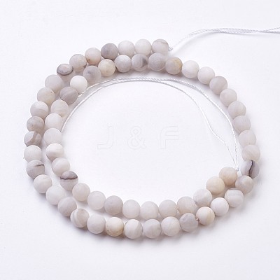 Natural White Agate Bead Strands G-J376-02-6mm-1