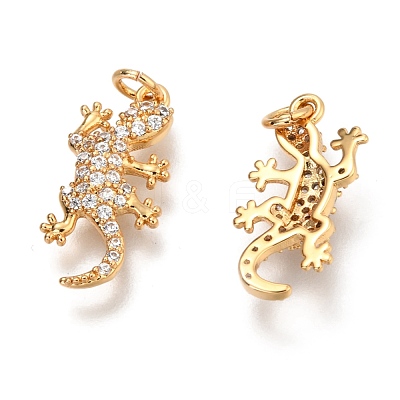 Brass Micro Pave Clear Cubic Zirconia Pendants ZIRC-O036-46G-1