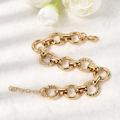 304 Stainless Steel Link Chain Bracelets for Women BJEW-P388-02B-G-1