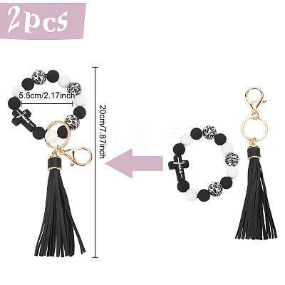 2Pcs Silicone with PU Leather Pendant Decorations HJEW-AN0001-01-1