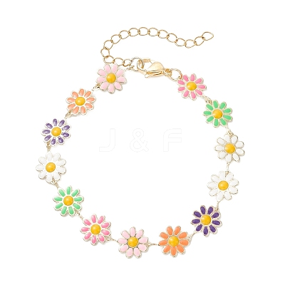 3Pcs Brass Enamel Link Chain Bracelets for Women BJEW-JB01439-1